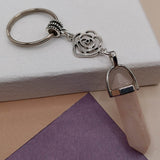 Rose Quartz Filigree Rose Keychain
