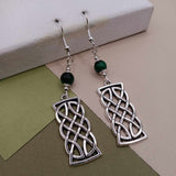 Green Tigers Eye Celtic Knot Earrings