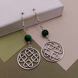 Green Tigers Eye Celtic Knot Earrings