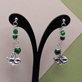 Green Tigers Eye Cat Mullet Earrings