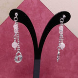 Rose Quartz Heart Lock Mullet Earrings