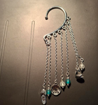 Teal Sea Glass Long Chain Over Ear Cuff