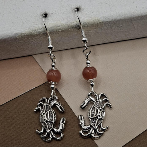 Sunstone Crab Earrings