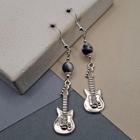 Sodalite Guitar Earrings