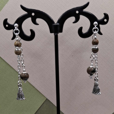 Rhyosite Jasper Tassel Mullet Earrings