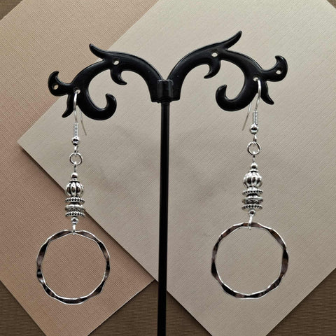 Silver Plated Dangle Hoop Earrings