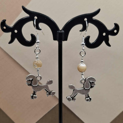 Moonstone Poodle Earrings