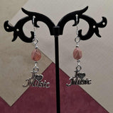 Rhodochrosite I ❤️ Music Earrings