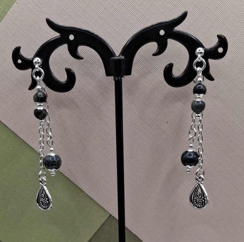 Rhyolite Jasper Teardrop Mullet Earrings