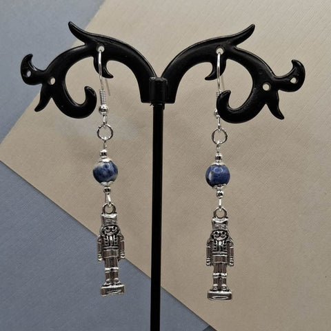 Sodalite Nutcracker Holiday Earrings