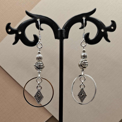 Silver Plated Diamond Hoop Earrings