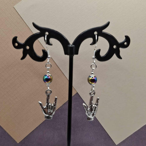 Rainbow Hematite Love You  Earrings
