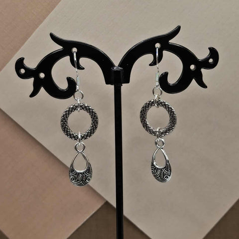 Silver Plated Pendant Hoop Earrings
