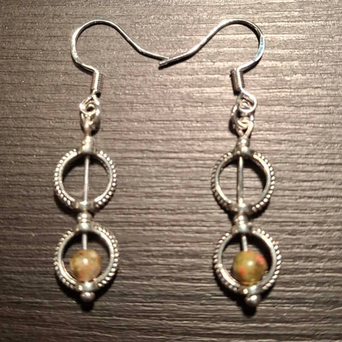 Unakite Double Circle Earrings