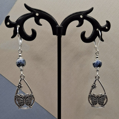 Sodalite Butterfly Teardrop Earrings