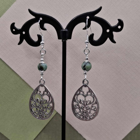 Phoenix Stone Filigree Teardrop Earrings
