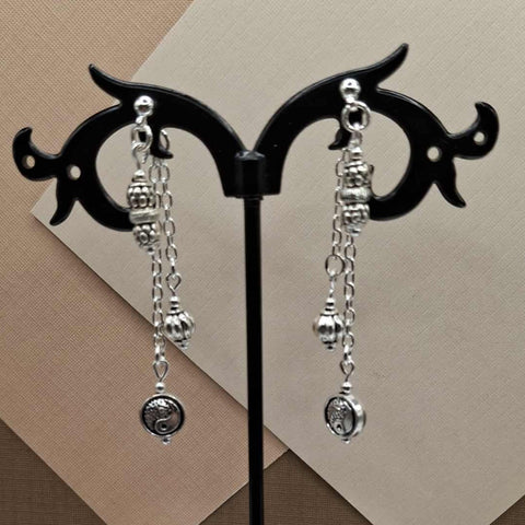 Silver Plated Yin Yang Mullet Earrings