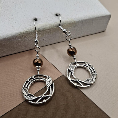 Bronze Hematite Leaf Earrings