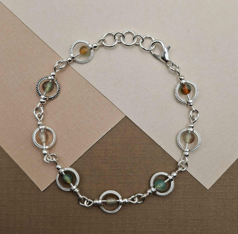 Peacock Agate Circle Bracelet