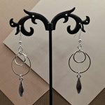 Silver Plated Diamond Dangle Hoop Earrings