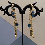 Apatite Gold Plated Boot Mullet Earrings