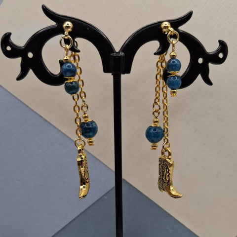 Apatite Gold Plated Boot Mullet Earrings