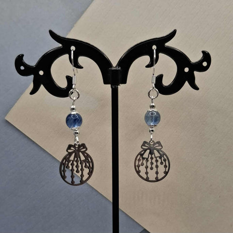 Blueberry Quartz Holiday Ornament Earrings