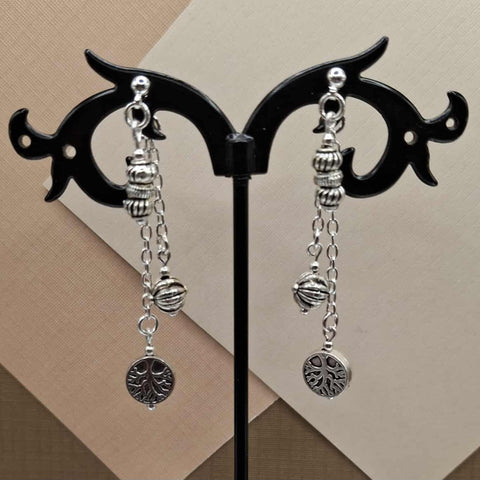 Silver Plated Tree of Life Mullet Earring
