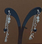 Onyx and Mother of Pearl Halloween Ghost Mullet Earrings