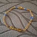 Tanzanite Crystal Seahorse Gold Tone Anklet