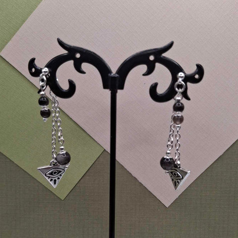 Silver Obsidian 3rd Eye Mullet Earrings