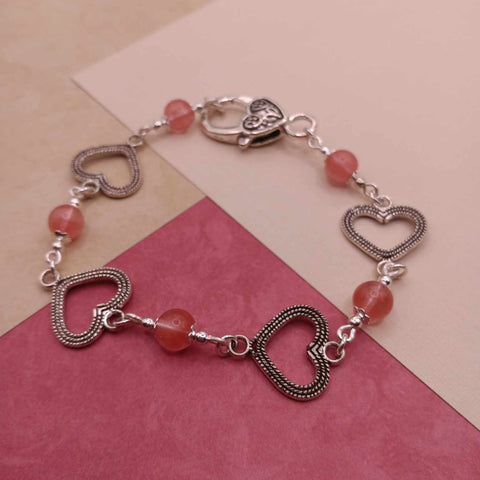 Cherry Quartz Heart Bracelet