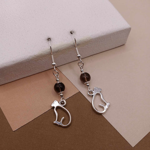 Smoky Quartz Cat Earrings