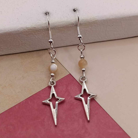 Beige Mother of Pearl North Star Holiday Earrings