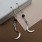 Golden Obsidian Sickle Halloween Earrings