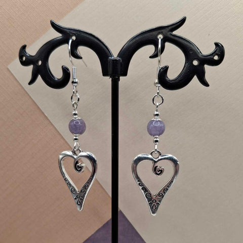 Angelite Long Heart Earrings