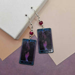 Fushia Tigers Eye Tarot Earrings