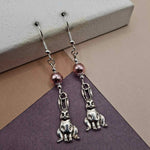 Pink Hematite Bunny Earrings