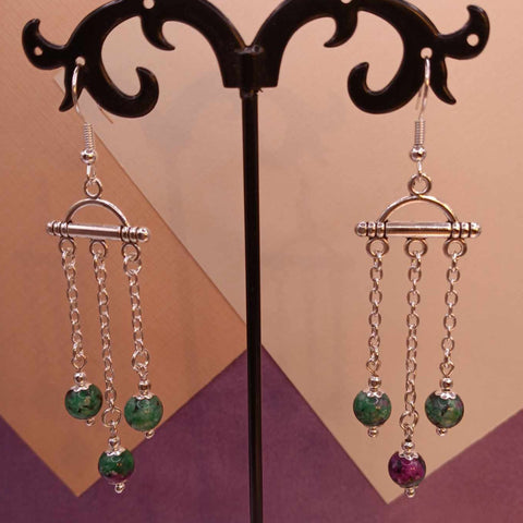 Zoisite Boho Chain Earrings