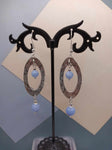 Blue Lace Agate Oval Hoop Earrings