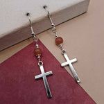Sunstone Cross Earrings