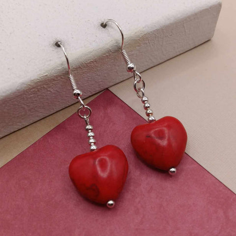 Red Jade Heart Earrings