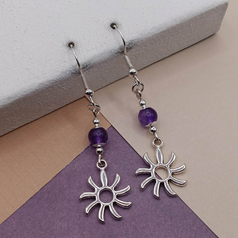 Purple Agate Sun Earrings