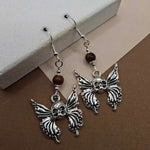 Mahogany Obsidian Skeleton Moth Halloween Earrings