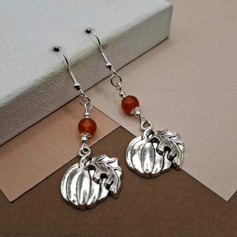 Orange Quartzite Pumpkin Earrings