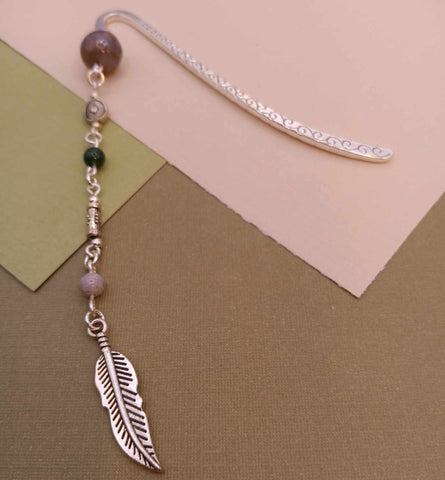 Indian Agate Feather Bookmark