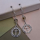 Prehnite Cross Earrings