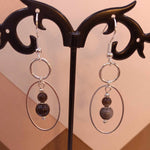 Silver Obsidian Double Hoop Earrings