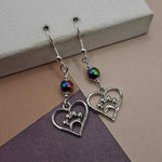 Rainbow Hematite Heart Paw Earrings