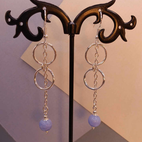 Blue Lace Agate Double Hoop Earrings